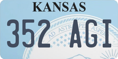 KS license plate 352AGI