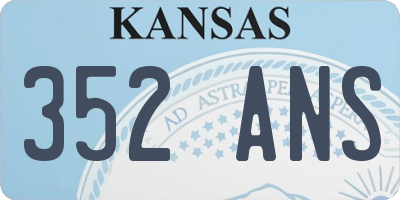 KS license plate 352ANS