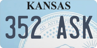 KS license plate 352ASK