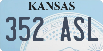 KS license plate 352ASL