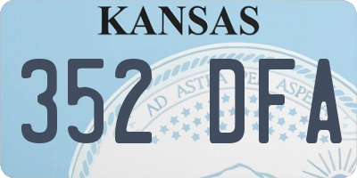 KS license plate 352DFA