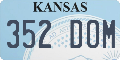KS license plate 352DOM