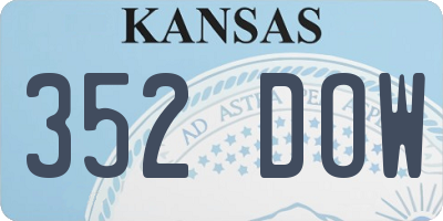 KS license plate 352DOW