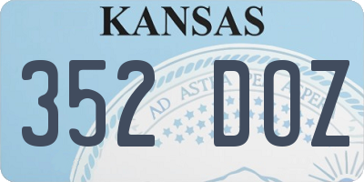 KS license plate 352DOZ