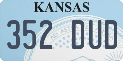 KS license plate 352DUD
