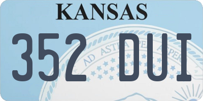 KS license plate 352DUI