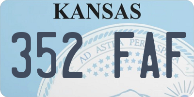 KS license plate 352FAF