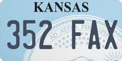 KS license plate 352FAX