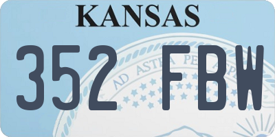KS license plate 352FBW
