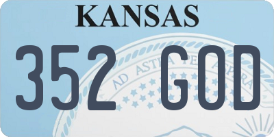 KS license plate 352GOD