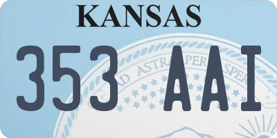 KS license plate 353AAI