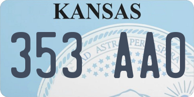 KS license plate 353AAO
