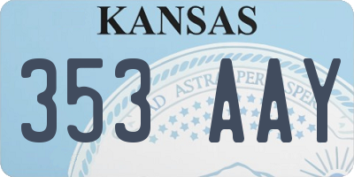 KS license plate 353AAY