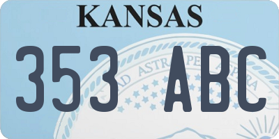 KS license plate 353ABC