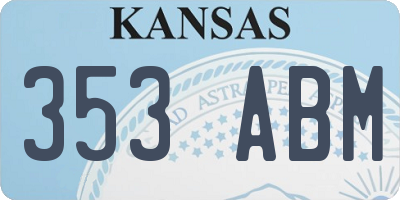 KS license plate 353ABM