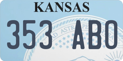 KS license plate 353ABO