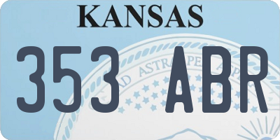 KS license plate 353ABR