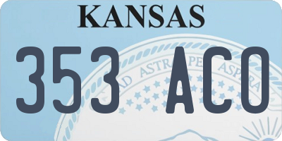KS license plate 353ACO