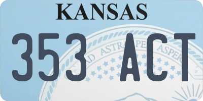 KS license plate 353ACT