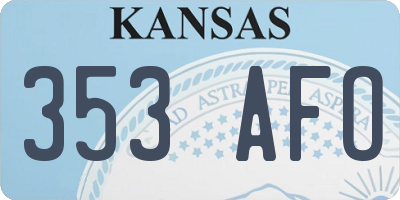 KS license plate 353AFO