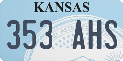 KS license plate 353AHS