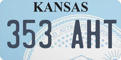 KS license plate 353AHT