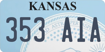 KS license plate 353AIA