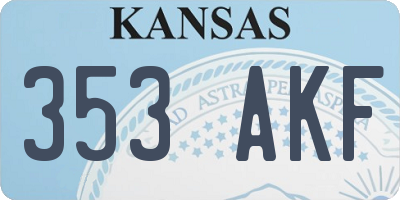 KS license plate 353AKF