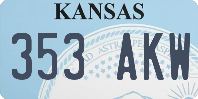 KS license plate 353AKW