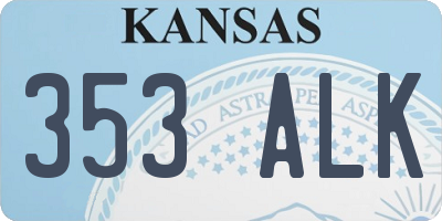 KS license plate 353ALK