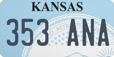 KS license plate 353ANA