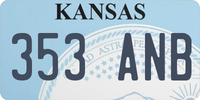 KS license plate 353ANB