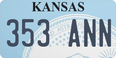 KS license plate 353ANN