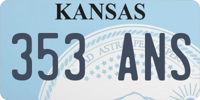 KS license plate 353ANS