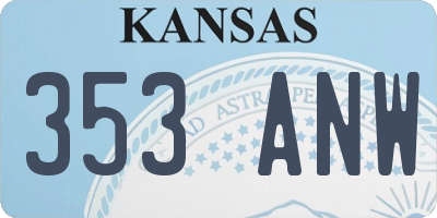 KS license plate 353ANW