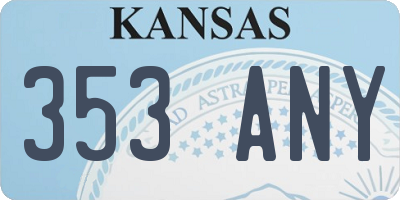 KS license plate 353ANY