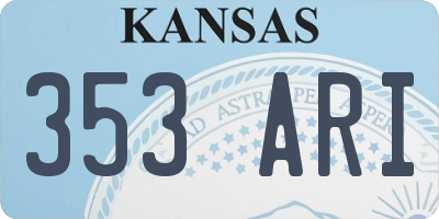 KS license plate 353ARI