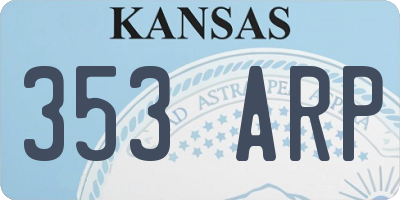 KS license plate 353ARP