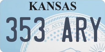 KS license plate 353ARY