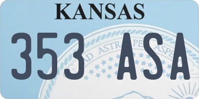KS license plate 353ASA