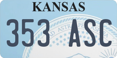 KS license plate 353ASC