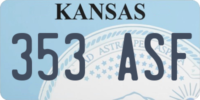 KS license plate 353ASF
