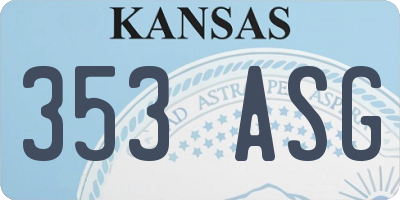 KS license plate 353ASG