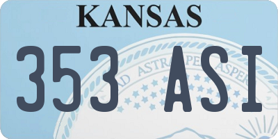 KS license plate 353ASI