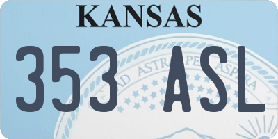 KS license plate 353ASL