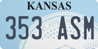KS license plate 353ASM