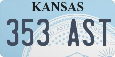 KS license plate 353AST