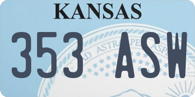 KS license plate 353ASW