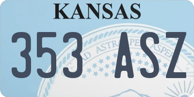 KS license plate 353ASZ