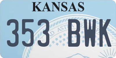 KS license plate 353BWK